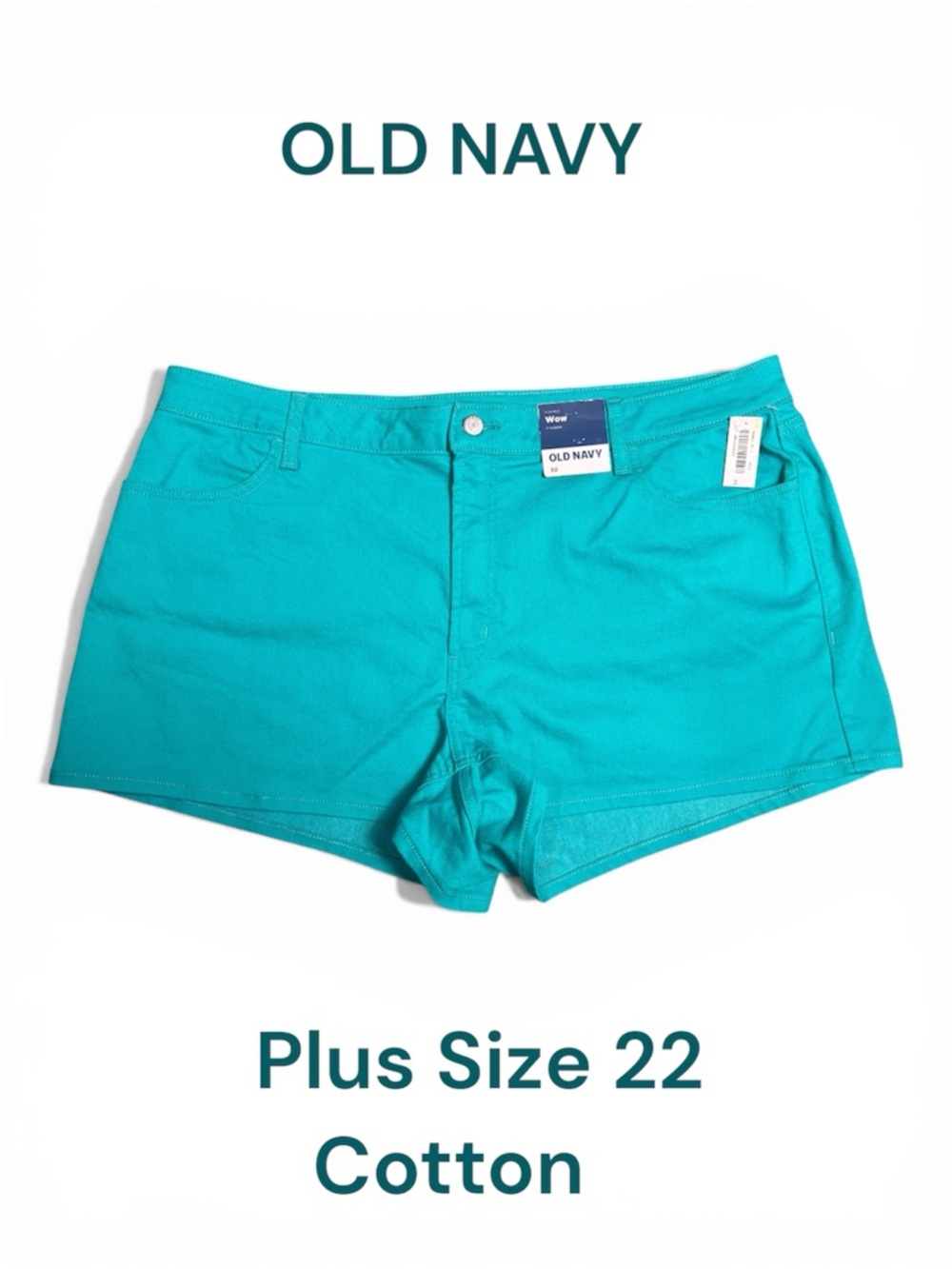 Old Navy Plus Size Green Aqua High-Rise Stretch Shorts 22 Inseam 3”